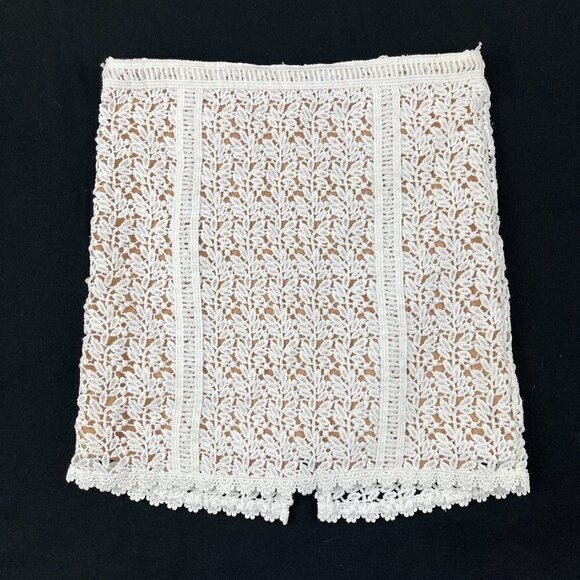 Kendall & Kylie Shirt Womens XS White Lace Mini Short Zipper - Picture 1 of 8